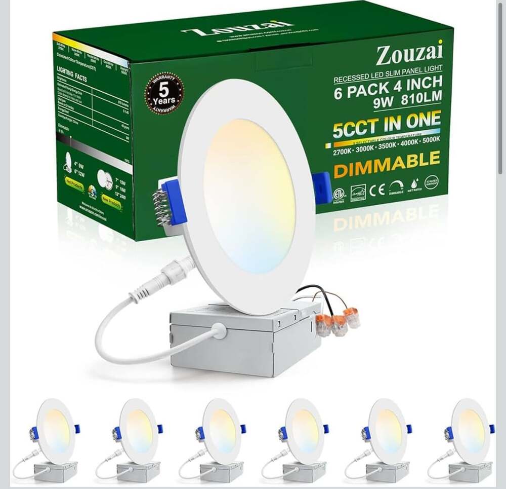 810 Lumen 6 Pack 4 Inch Dimmable Recessed LED Lights - Easy Install & IC
